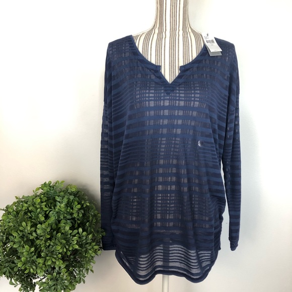 Lane Bryant Tops - NWT Lane Bryant blue ruched striped top 18/20